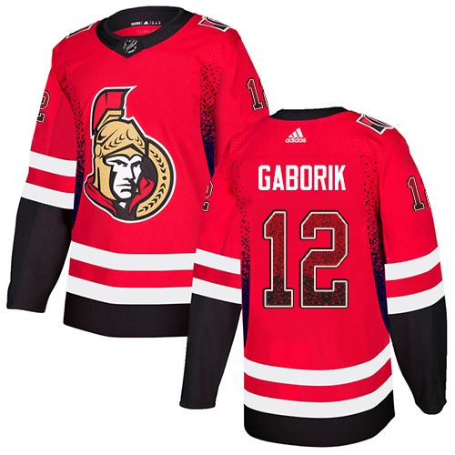 Adidas Senators #12 Marian Gaborik Red Home Authentic Drift Fashion Stitched NHL Jersey
