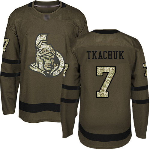 Adidas Senators #7 Brady Tkachuk Green Salute to Service Stitched NHL Jersey