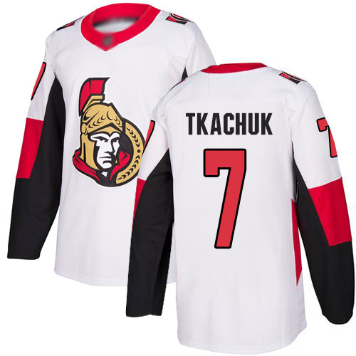 Adidas Senators #7 Brady Tkachuk White Road Authentic Stitched NHL Jersey