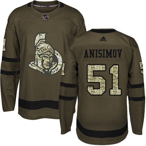 Adidas Senators #51 Artem Anisimov Green Salute to Service Stitched NHL Jersey