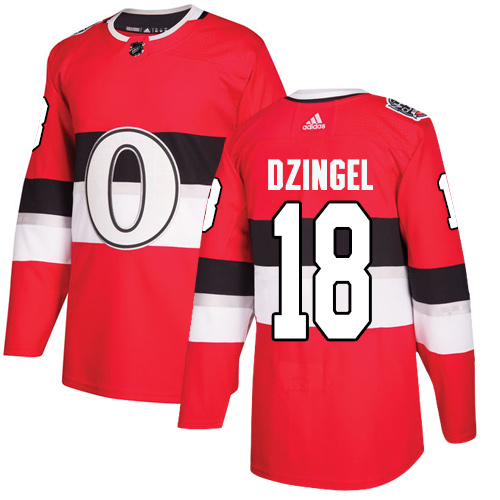 Adidas Senators #18 Ryan Dzingel Red Authentic 2017 100 Classic Stitched NHL Jersey