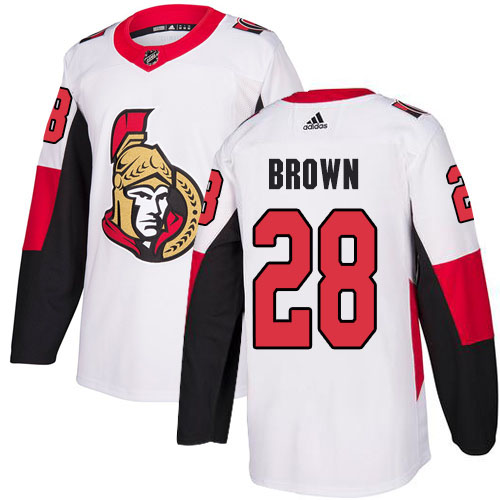 Adidas Senators #28 Connor Brown White Road Authentic Stitched NHL Jersey