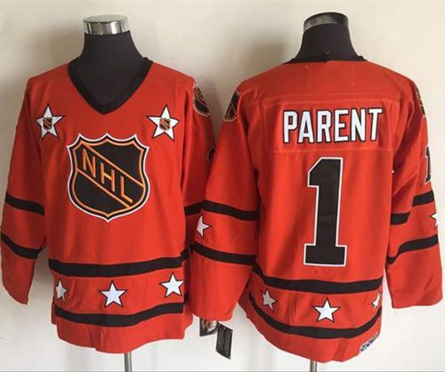 Flyers #1 Bernie Parent Orange All-Star CCM Throwback Stitched NHL Jersey