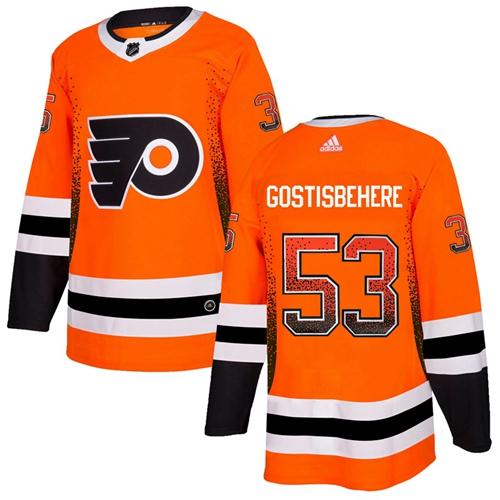 Adidas Flyers #53 Shayne Gostisbehere Orange Home Authentic Drift Fashion Stitched NHL Jersey