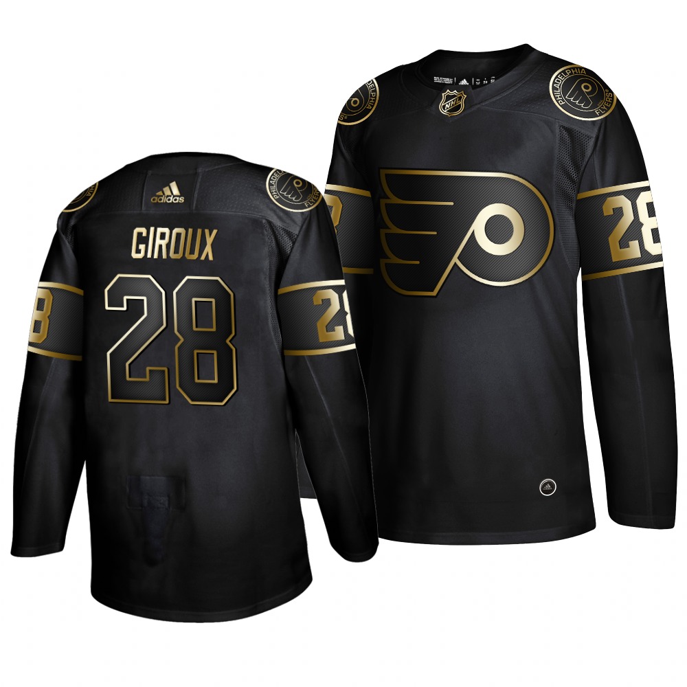 Adidas Flyers #28 Claude Giroux Men's 2019 Black Golden Edition Authentic Stitched NHL Jersey