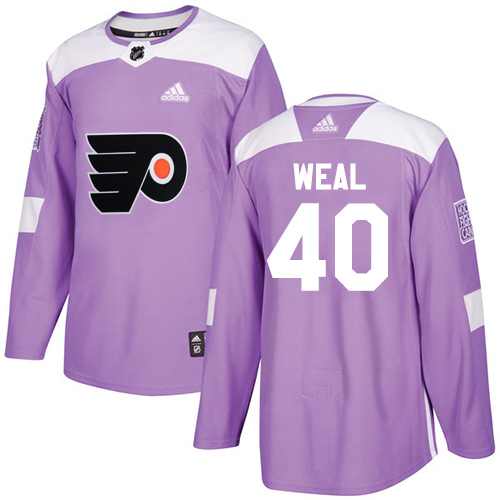 Adidas Flyers #40 Jordan Weal Purple Authentic Fights Cancer Stitched NHL Jersey