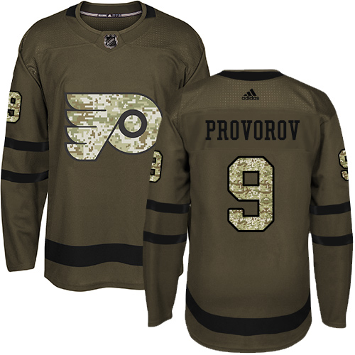Adidas Flyers #9 Ivan Provorov Green Salute to Service Stitched NHL Jersey