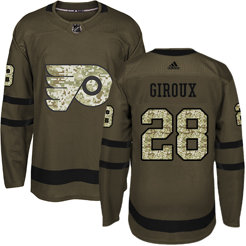 Adidas Flyers #28 Claude Giroux Green Salute to Service Stitched NHL Jersey
