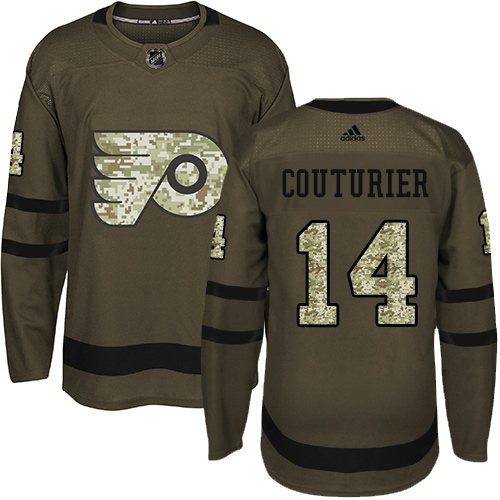 Adidas Flyers #14 Sean Couturier Green Salute to Service Stitched NHL Jersey