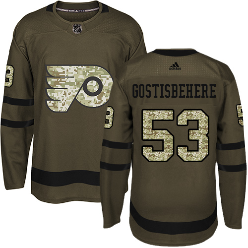 Adidas Flyers #53 Shayne Gostisbehere Green Salute to Service Stitched NHL Jersey