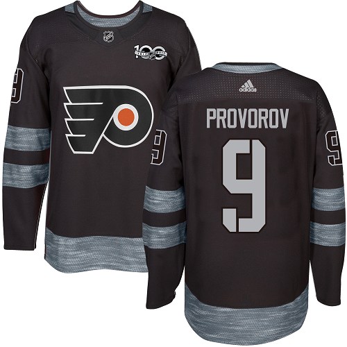 Adidas Flyers #9 Ivan Provorov Black 1917-2017 100th Anniversary Stitched NHL Jersey