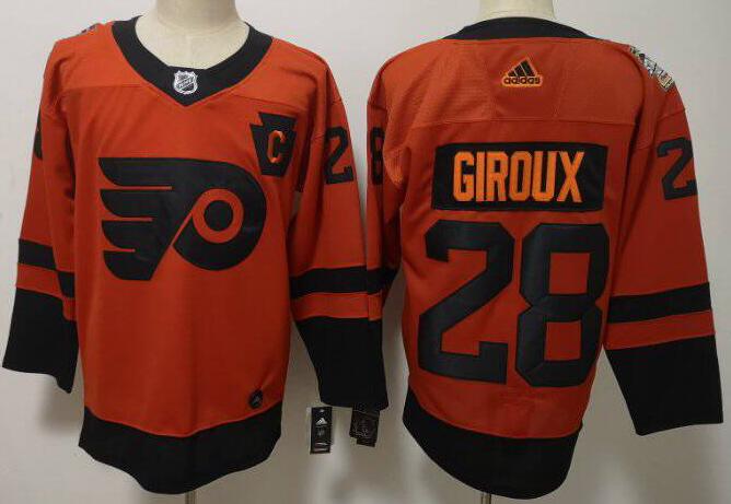 Adidas Flyers #28 Claude Giroux Orange 2019 Stadium Series Stitched NHL Jersey