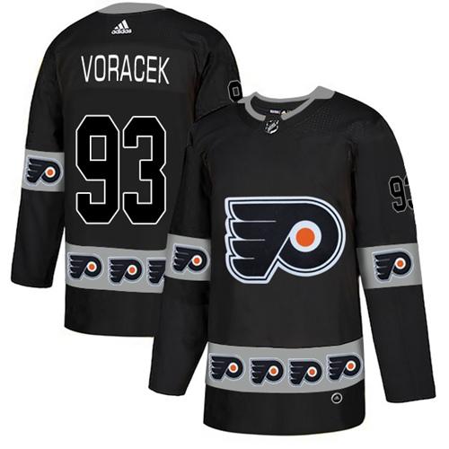 Adidas Flyers #93 Jakub Voracek Black Authentic Team Logo Fashion Stitched NHL Jersey