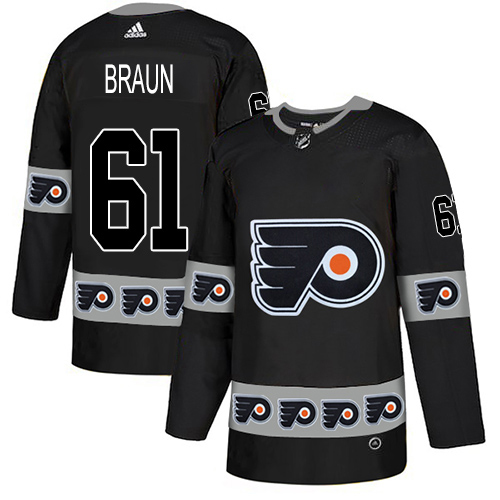 Adidas Flyers #61 Justin Braun Black Authentic Team Logo Fashion Stitched NHL Jersey