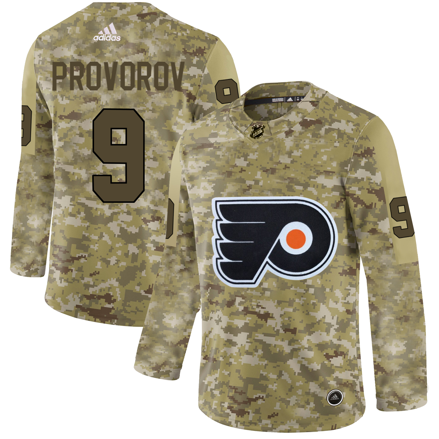 Adidas Flyers #9 Ivan Provorov Camo Authentic Stitched NHL Jersey