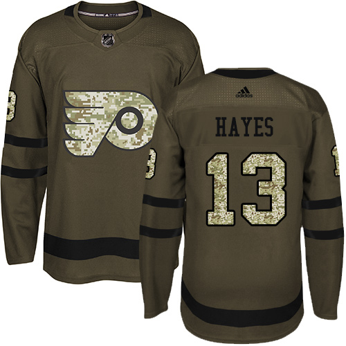 Adidas Flyers #13 Kevin Hayes Green Salute to Service Stitched NHL Jersey