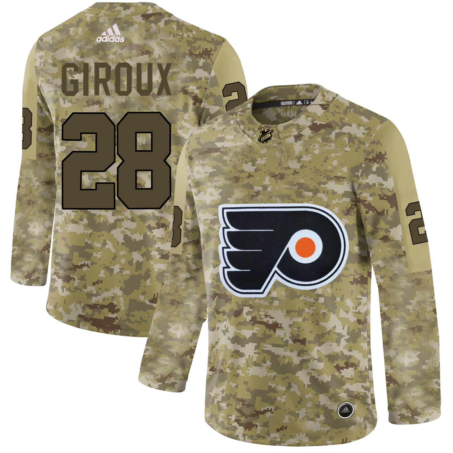 Adidas Flyers #28 Claude Giroux Camo Authentic Stitched NHL Jersey