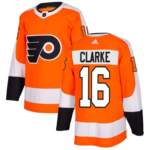 Adidas Flyers #16 Bobby Clarke Orange Home Authentic Stitched NHL Jersey