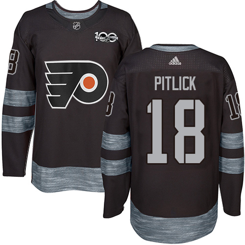 Adidas Flyers #18 Tyler Pitlick Black 1917-2017 100th Anniversary Stitched NHL Jersey