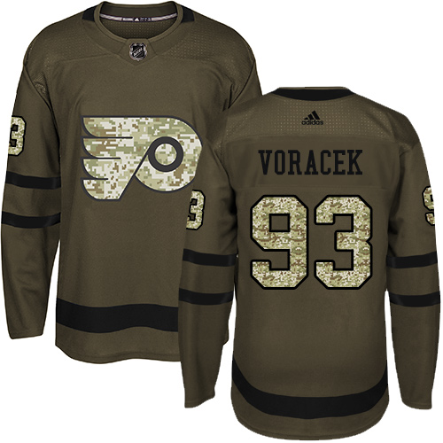Adidas Flyers #93 Jakub Voracek Green Salute to Service Stitched NHL Jersey