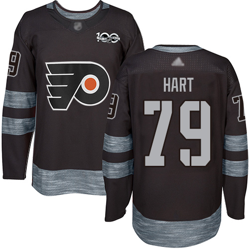 Adidas Flyers #79 Carter Hart Black 1917-2017 100th Anniversary Stitched NHL Jersey
