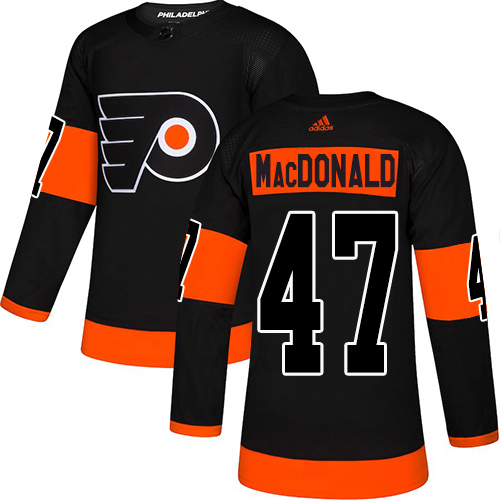 Adidas Flyers #47 Andrew MacDonald Black Alternate Authentic Stitched NHL Jersey
