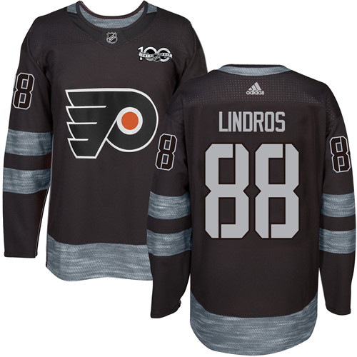 Adidas Flyers #88 Eric Lindros Black 1917-2017 100th Anniversary Stitched NHL Jersey