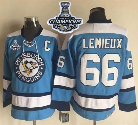 Penguins #66 Mario Lemieux Blue Alternate CCM Throwback 2017 Stanley Cup Finals Champions Stitched NHL Jersey