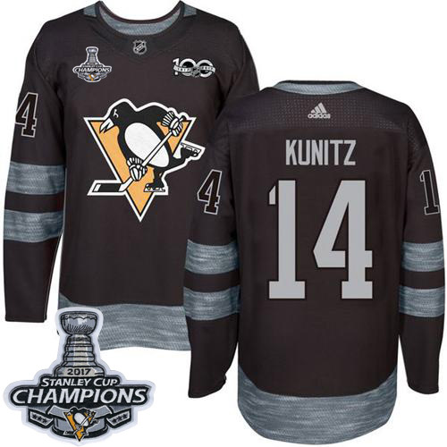 Adidas Penguins #14 Chris Kunitz Black 1917-2017 100th Anniversary Stanley Cup Finals Champions Stitched NHL Jersey