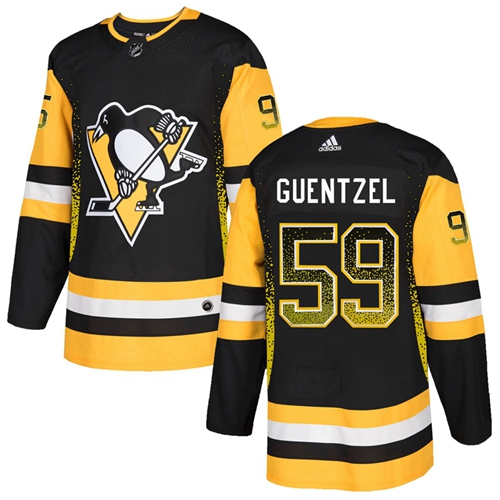 Adidas Penguins #59 Jake Guentzel Black Home Authentic Drift Fashion Stitched NHL Jersey