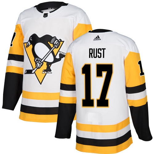 Adidas Penguins #17 Bryan Rust White Road Authentic Stitched NHL Jersey