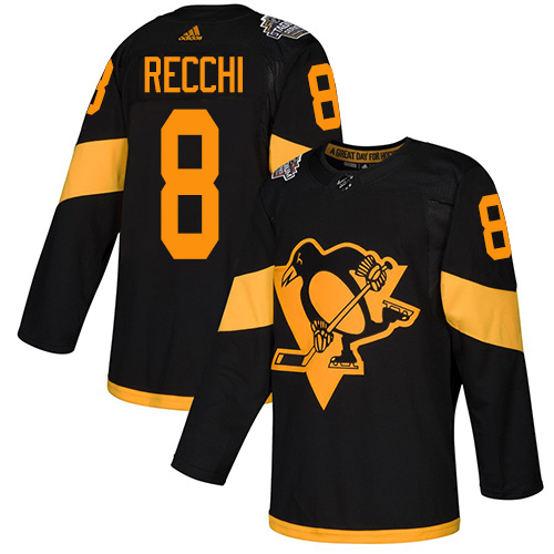 Adidas Penguins #8 Mark Recchi Black Authentic 2019 Stadium Series Stitched NHL Jersey