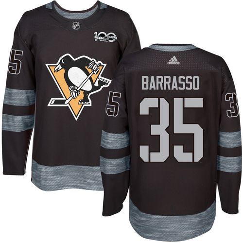 Adidas Penguins #35 Tom Barrasso Black 1917-2017 100th Anniversary Stitched NHL Jersey