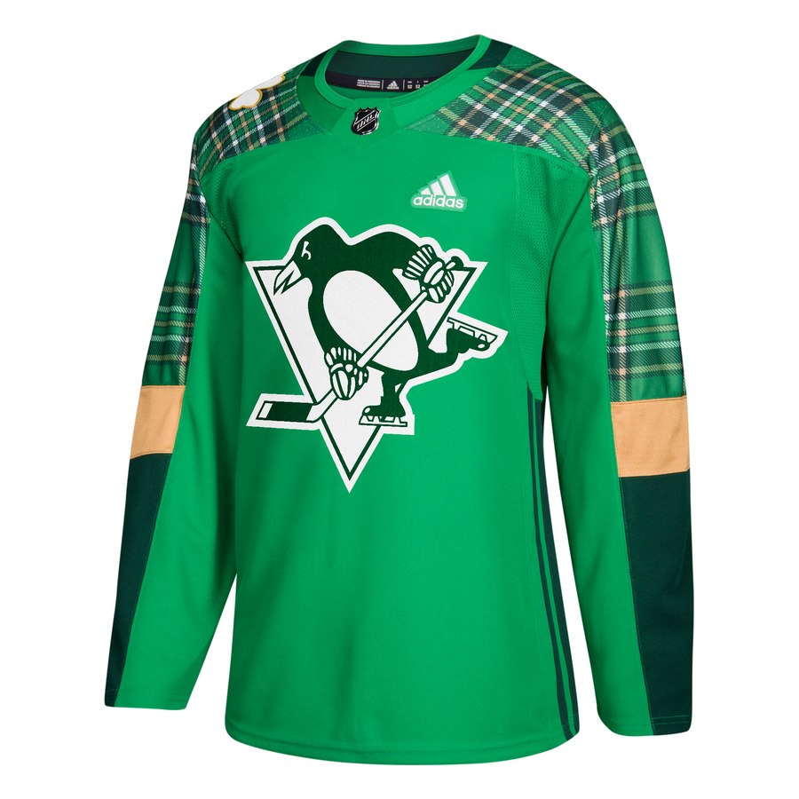 Adidas Penguins Blank adidas Green St. Patrick's Day Authentic Practice Stitched NHL Jersey