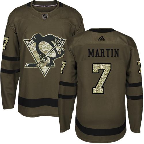 Adidas Penguins #7 Paul Martin Green Salute to Service Stitched NHL Jersey