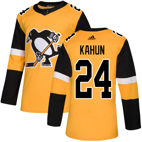 Adidas Penguins #24 Dominik Kahun Gold Alternate Authentic Stitched NHL Jersey