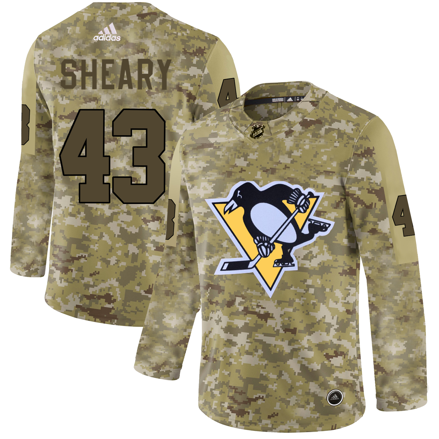 Adidas Penguins #43 Conor Sheary Camo Authentic Stitched NHL Jersey