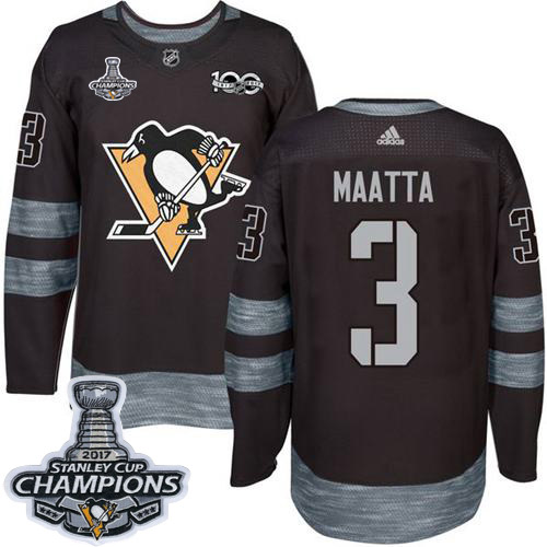 Adidas Penguins #3 Olli Maatta Black 1917-2017 100th Anniversary Stanley Cup Finals Champions Stitched NHL Jersey