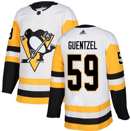 Adidas Penguins #59 Jake Guentzel White Road Authentic Stitched NHL Jersey