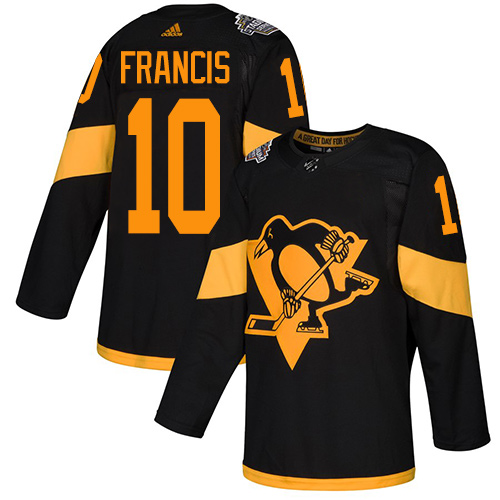 Adidas Penguins #10 Ron Francis Black Authentic 2019 Stadium Series Stitched NHL Jersey