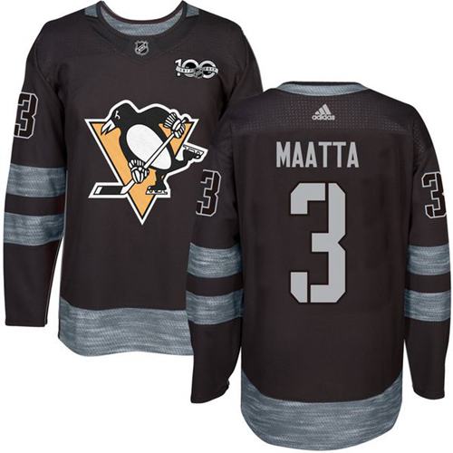 Adidas Penguins #3 Olli Maatta Black 1917-2017 100th Anniversary Stitched NHL Jersey