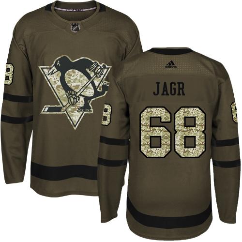 Adidas Penguins #68 Jaromir Jagr Green Salute to Service Stitched NHL Jersey