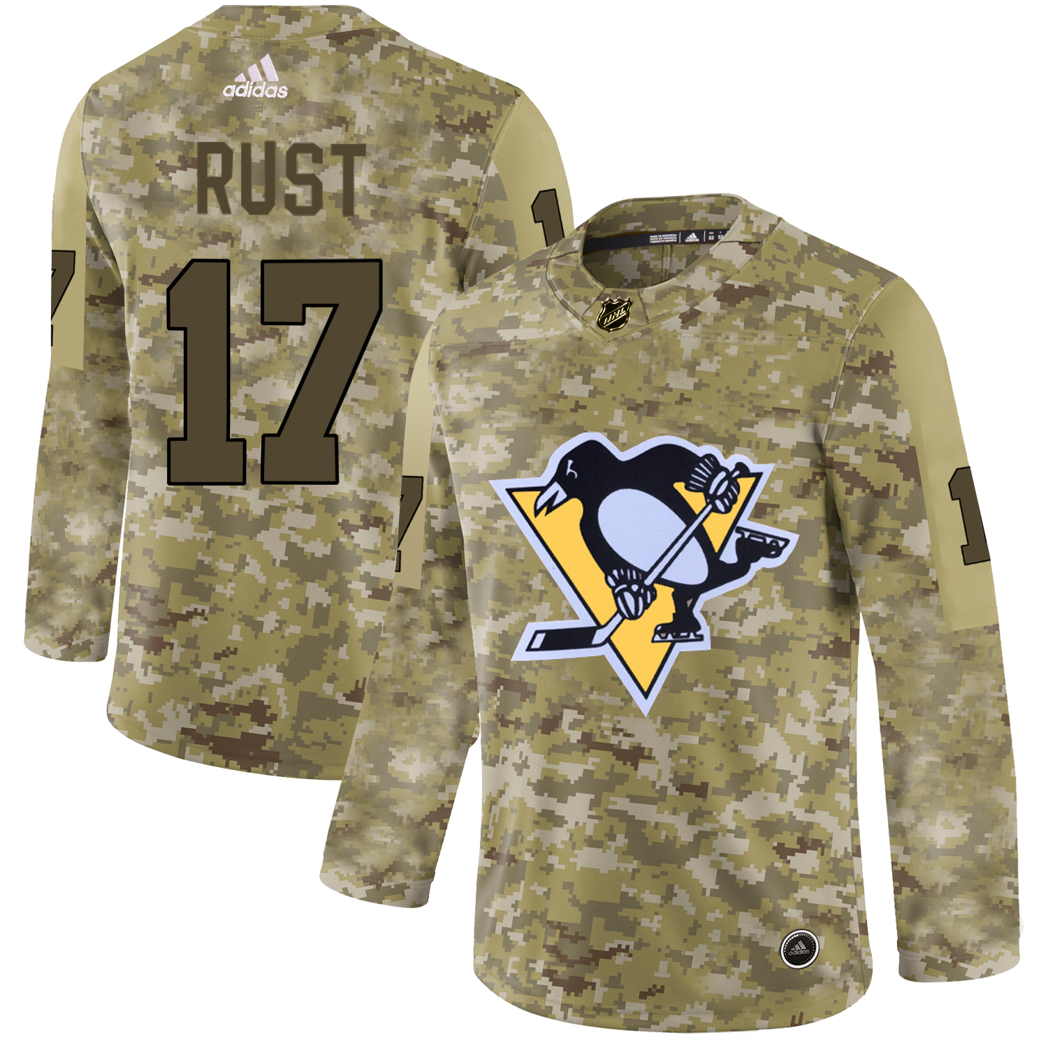 Adidas Penguins #17 Bryan Rust Camo Authentic Stitched NHL Jersey