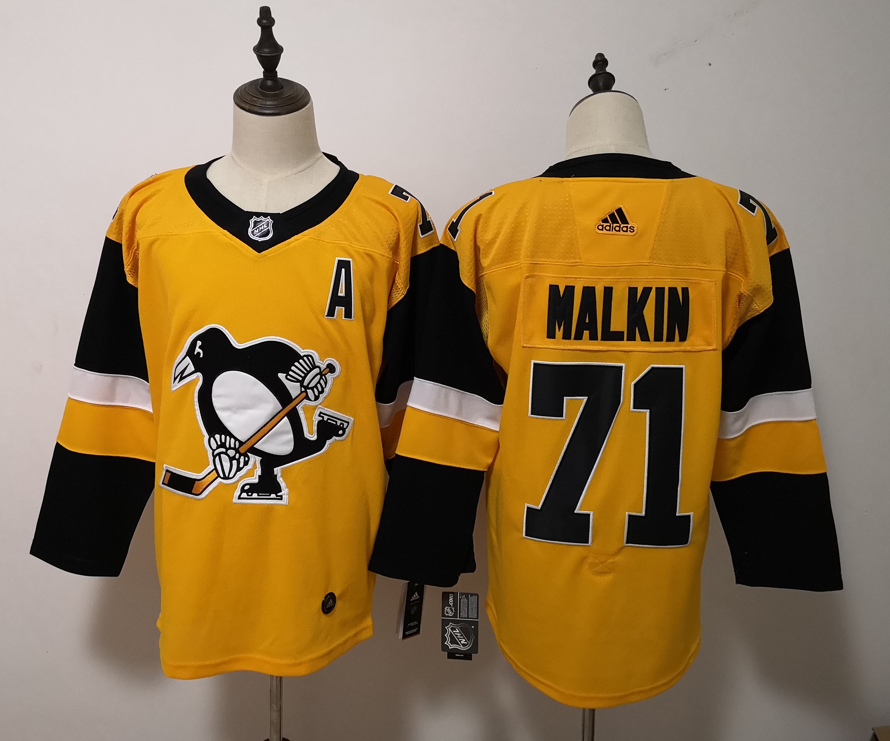 Adidas Penguins #71 Evgeni Malkin Gold Alternate Stitched NHL Jersey