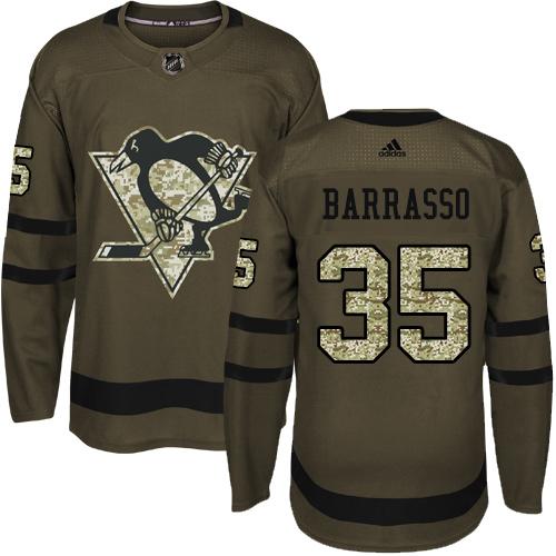Adidas Penguins #35 Tom Barrasso Green Salute to Service Stitched NHL Jersey