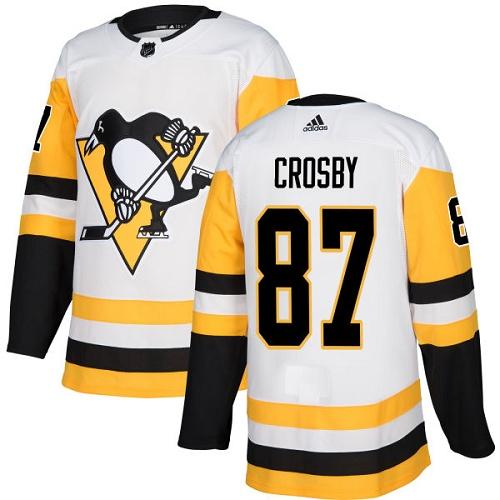 Adidas Penguins #87 Sidney Crosby White Road Authentic Stitched NHL Jersey