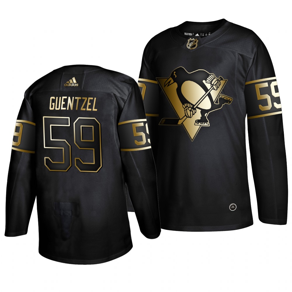 Adidas Penguins #59 Jake Guentzel Men's 2019 Black Golden Edition Authentic Stitched NHL Jersey