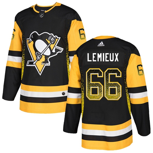 Adidas Penguins #66 Mario Lemieux Black Home Authentic Drift Fashion Stitched NHL Jersey