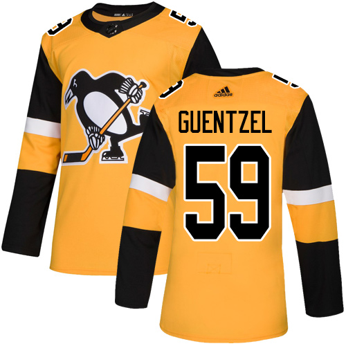 Adidas Penguins #59 Jake Guentzel Gold Alternate Authentic Stitched NHL Jersey