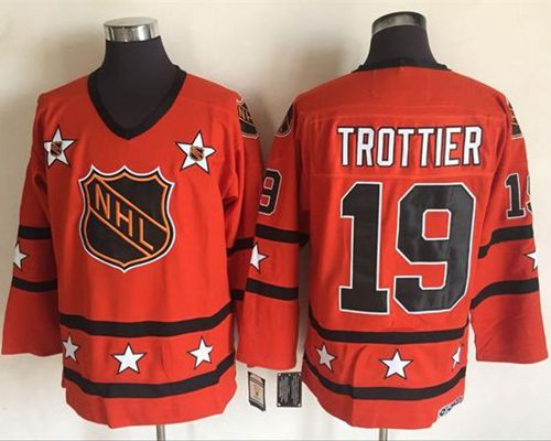 Penguins #19 Bryan Trottier Orange All-Star CCM Throwback Stitched NHL Jersey